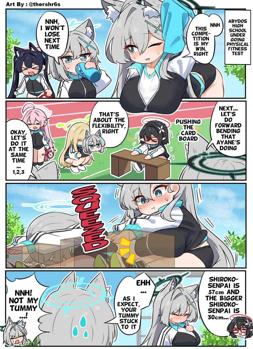 Yukishiro_R's tweet image. 英語版です！
[English Version]

Kuroko and Shiroko taking the physical fitness test

#BlueArchive
#ブルアカ