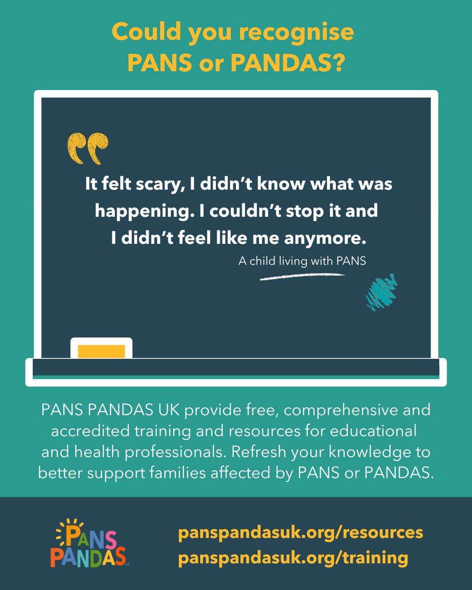 RareRevolutionM's tweet image. PANS PANDAS UK work to raise awareness among educators, medical professionals, and policymakers, ensuring children and young people affected by PANS or PANDAS are supported and understood. To learn more about PANS and PANDAS, and the support available for educators, please visit…