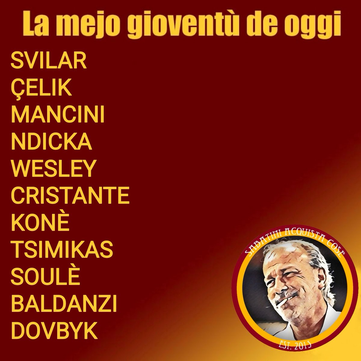 #FiorentinaRoma
#FormazioneUfficiale
#ASRoma
#SerieA 
#StadioArtemioFranchi
#DAZN 
<a href="/OfficialASRoma/">AS Roma</a> 
#SabatiniAcquistaCose