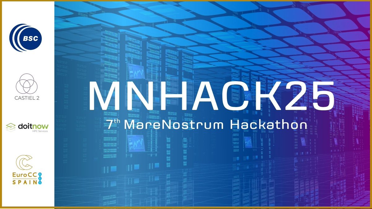 EuroCC_SpainRES's tweet image. 🔔 Recordatorio | #MNHACK25 en @BSC_CNS (presencial)
🗓️ 13–15 oct: Pista MN5 · Edif. BSC-Repsol
🗓️ 16–17 oct: RISC-V · Edif. Capella

Si ya estás inscrito/a: ¡nos vemos allí! 💻⚡

Más información: eurocc-spain.res.es/event/hackatho… 

#HPC #Hackathon #Supercomputación #RISCV #EuroCCSpain