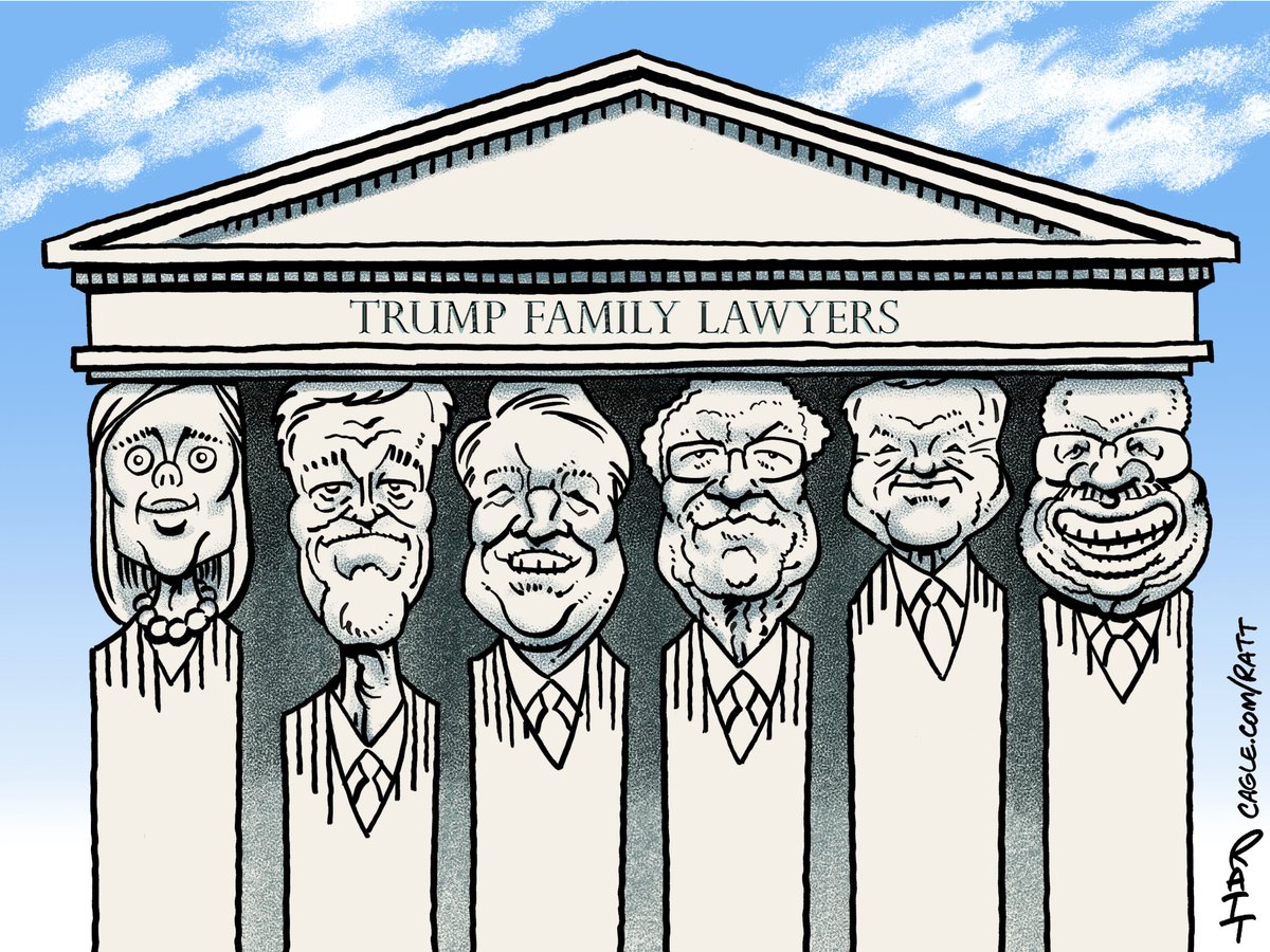 Rattoons1776's tweet photo. First Monday in October is back. A cartoon for the new Supreme Court term in @crooksandliars. #SCOTUS, #USSupremeCourt, #SupremeCourt, #FirstMondayInOctober, #TrumpCourt, #TrumpJudges, #MAGA, #PoliticalCartoon, #EditorialCartoon. https://t.co/p0ARdl8ZlP