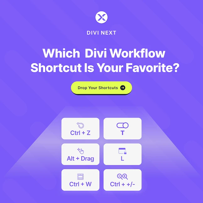 divi_next's tweet image. Supercharge Your Divi Workflow! ⌨️

Which shortcut can’t you live without? Ctrl + Z, Ctrl + E, or Alt + Drag? Share your favorite below! 👇

Work smarter with the full suite of Divi Next products:
 divinext.com/all-divinext-p…

#DiviNext #Divi #DiviBuilder #WordPress #DiviTips