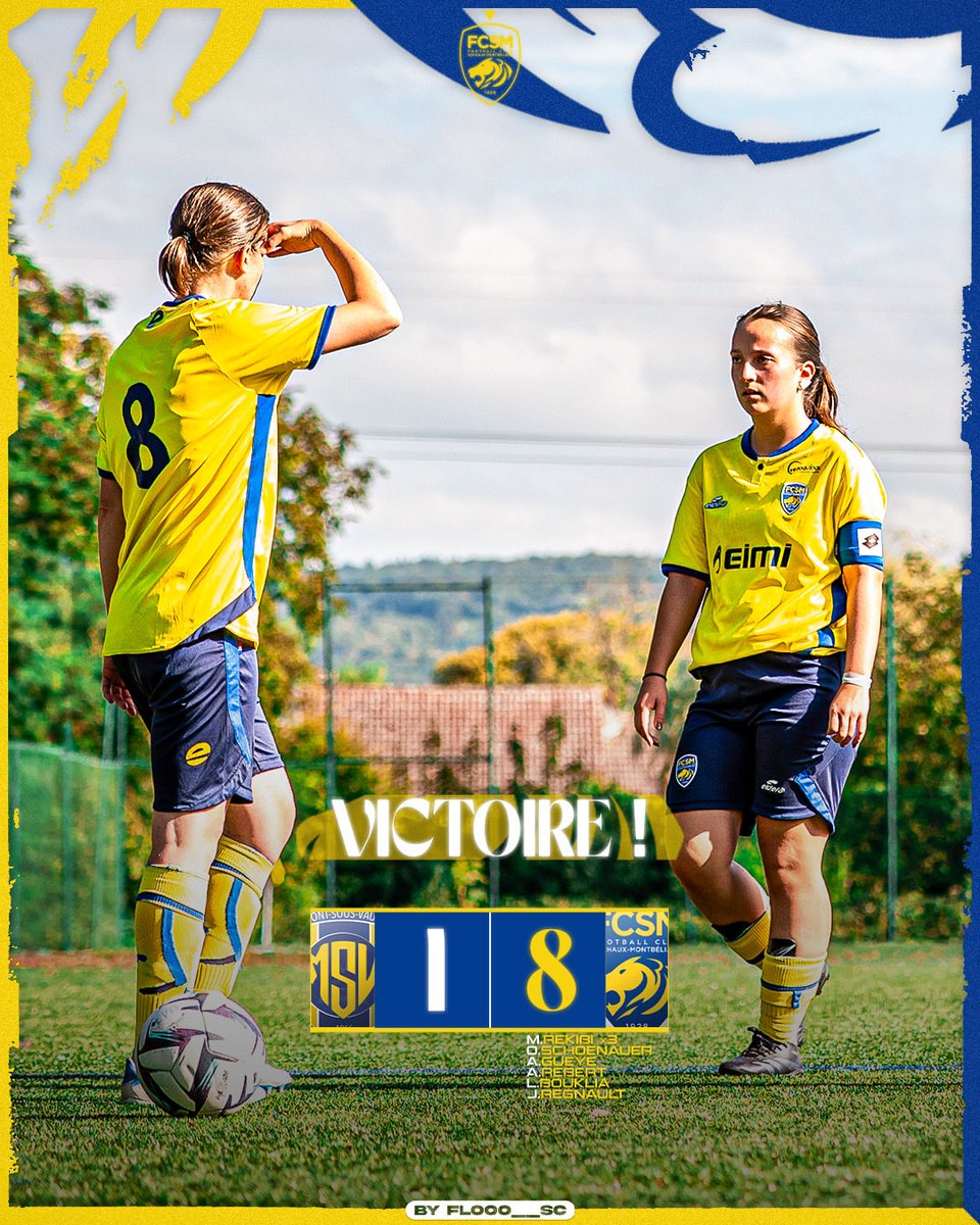🏁 𝐕𝐢𝐢𝐢𝐜𝐭𝐨𝐢𝐫𝐞𝐞𝐞 𝐝𝐞 𝐧𝐨𝐬 𝐒𝐞𝐧𝐢𝐨𝐫𝐬 𝐑𝟐𝐅 !

🦁 Mont-Sous-Vaudrey 1 - FCSM 8
⚔️ Championnat R2F

Buteuses :
⚽️⚽️⚽️ Mélissa Rekibi
⚽️ Océane Schoenauer
⚽️ Astou Gueye
⚽️ Alicia Rebert
⚽️ Lina Bouklia
⚽️ Julie Regnault

✍🏼 Réalisé pour la Section F FCSM

#FCSM