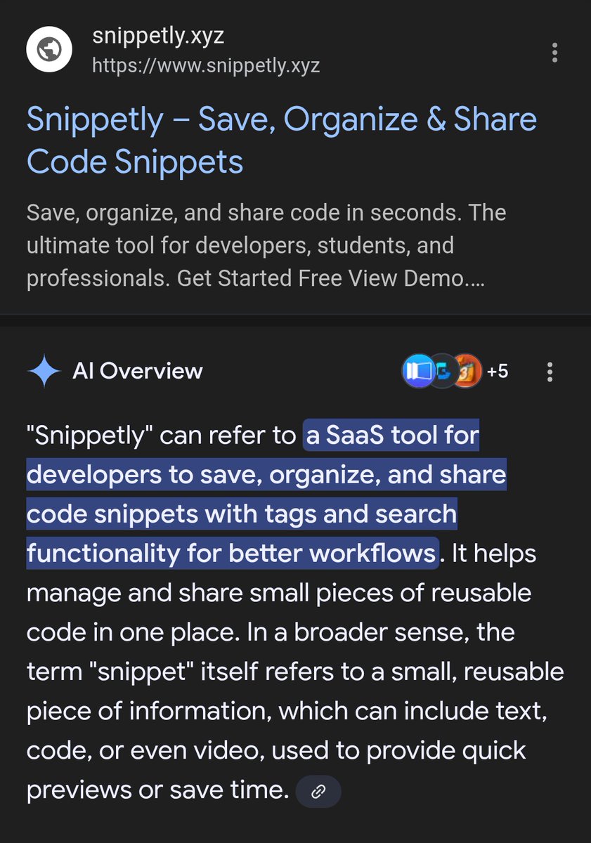 snippetly_xyz's tweet image. Really Grateful for this 
Our App Snippetly is ranking on Google and mentioned by different platforms.
This is such a great milestone 💐.