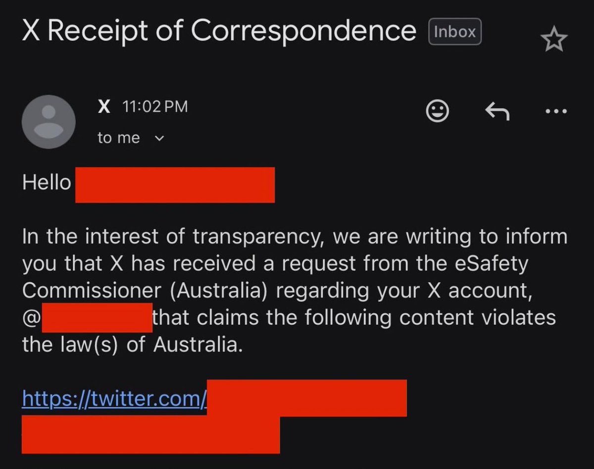 senatorbabet's tweet photo. I’ve been contacted by American X users stating that X has been instructed by the Australian eSafety commissar to remove videos. It’s not up to the eSafety commissioner to dictate what Americans can and can’t view or what legal content Australians can and can’t view. The office must be disbanded.