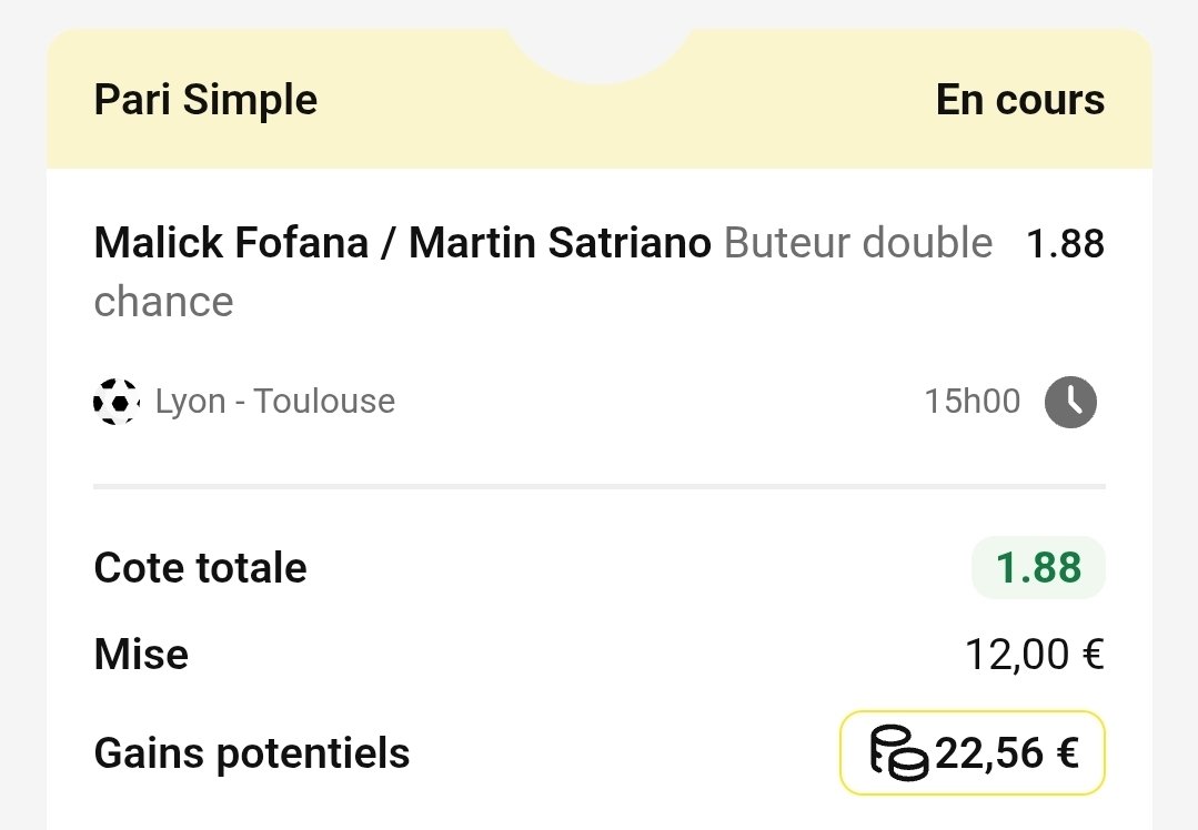 Fofana/Satriano à 1.88 | 0.8% | Uni
#TeamParieur