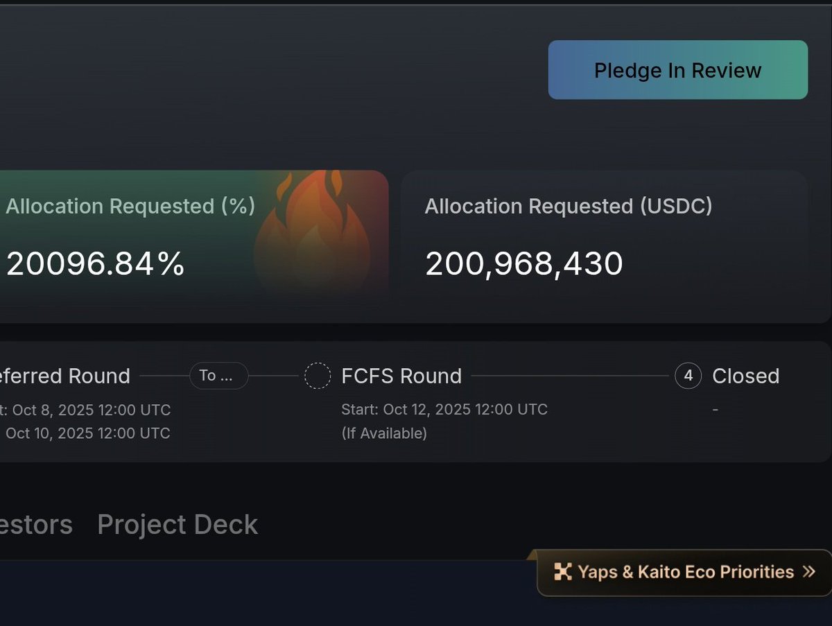 Nikoliora's tweet photo. So, @trylimitless Pre Sale ended with a 201X Over subscription. 

Allocation will be announced on 08 OCT. 12 : 00 PM UTC.

If it lists at 1B Fdv that would be a 14X, from the pre sale Valuation.

With coinbase support 1B feels logical. With day 1 @coinbase
Listing. https://t.co/0QVTVPWYe6