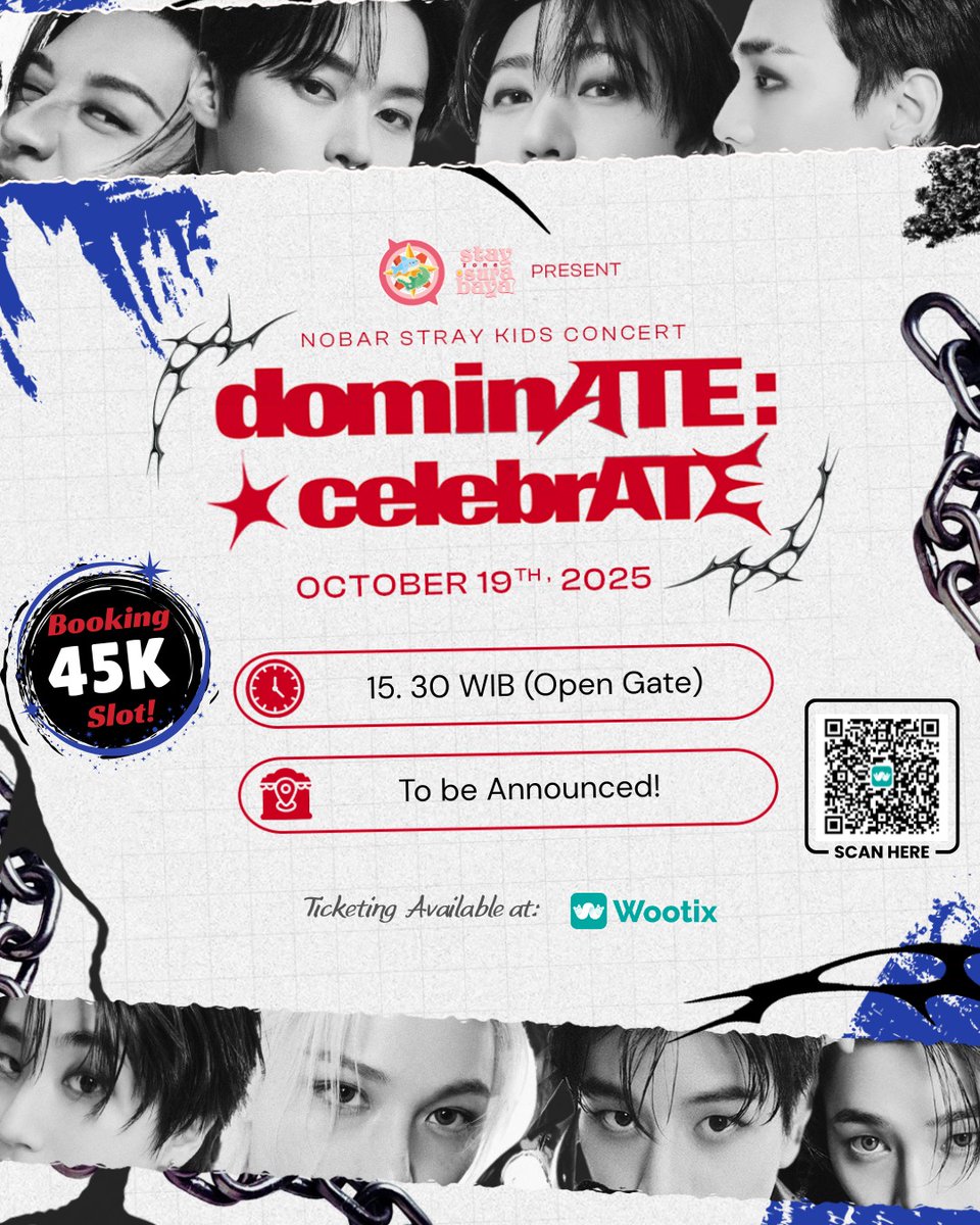 ✨ NOBAR Stray Kids Concert dominATE : celebrATE ✨
Event by: <a href="/stayzonesby/">Stay Zone Sby</a>

Halloo STAY,
Calling out STAY Surabaya dan sekitarnya

🗓️: Minggu, 19 Oktober 2025
⏰: 16.00 WIB - Selesai
           (Open Gate: 15.30 WIB) 
📍: To be Announced
