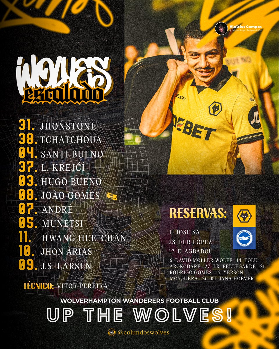 ColunaDosWolves's tweet image. 🐺📝 • O Wolverhampton já está escalado para poder enfrentar o Brighton &amp;amp; Hove Albion FC na partida de hoje.

A partida será transmitida pela plataforma de streaming da Disney+ e no canal ESPN.

- FORA:

• Toti Gomes por resfriado.
• Matt Doherty por cirurgia do pulso…