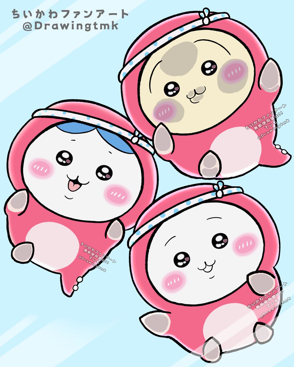 窓に張り付く仲良しタコ３兄弟🐙💕

#ちいかわファンアート 
#たこぎ