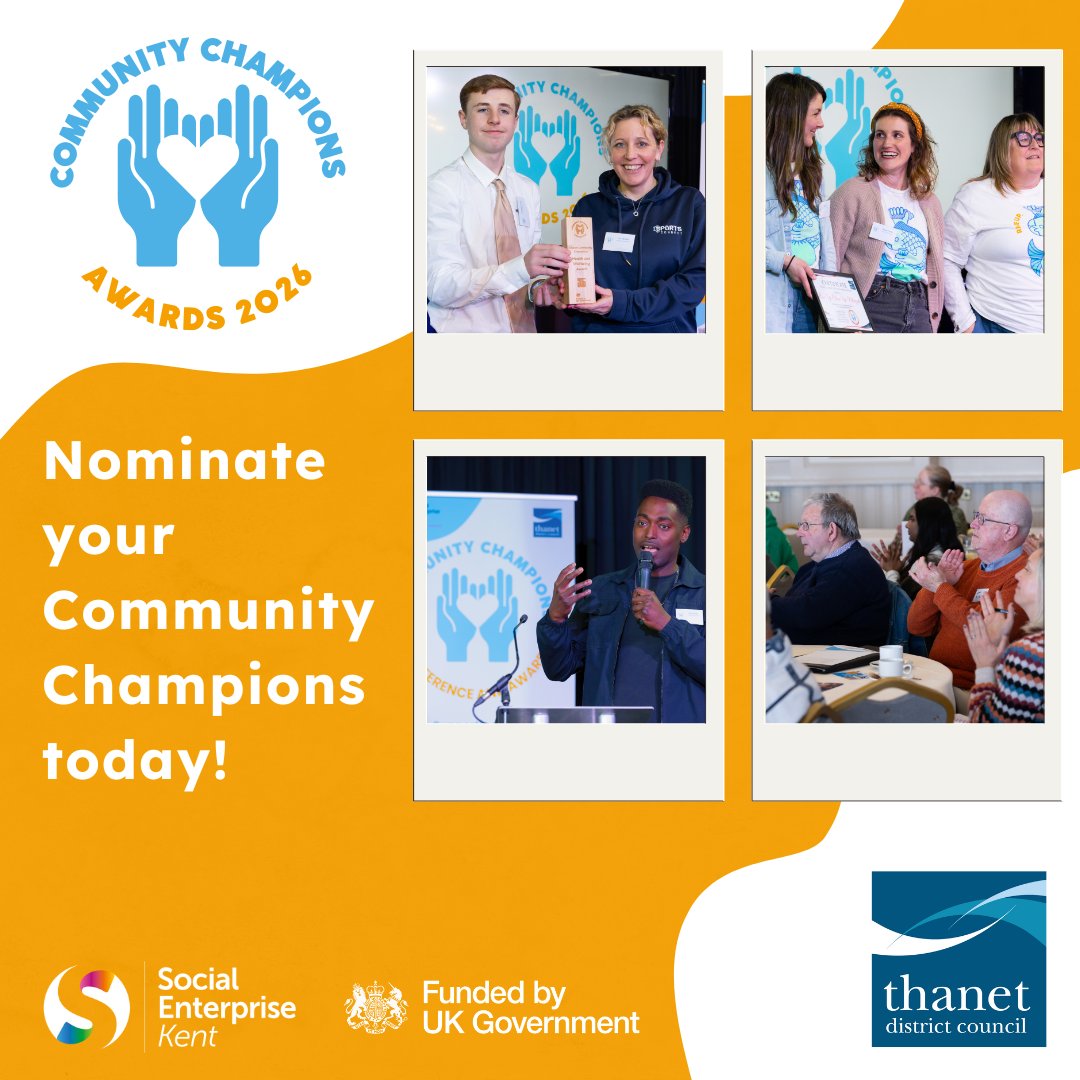SocEntKent's tweet image. Volunteers, youth leaders, charity workers – it’s time to shine a spotlight on #Thanet’s unsung heroes. 🏆 The awards are back, nominate now! Voting closes Friday 31 October, so don&apos;t delay! sekgroup.org.uk/support/suppor…