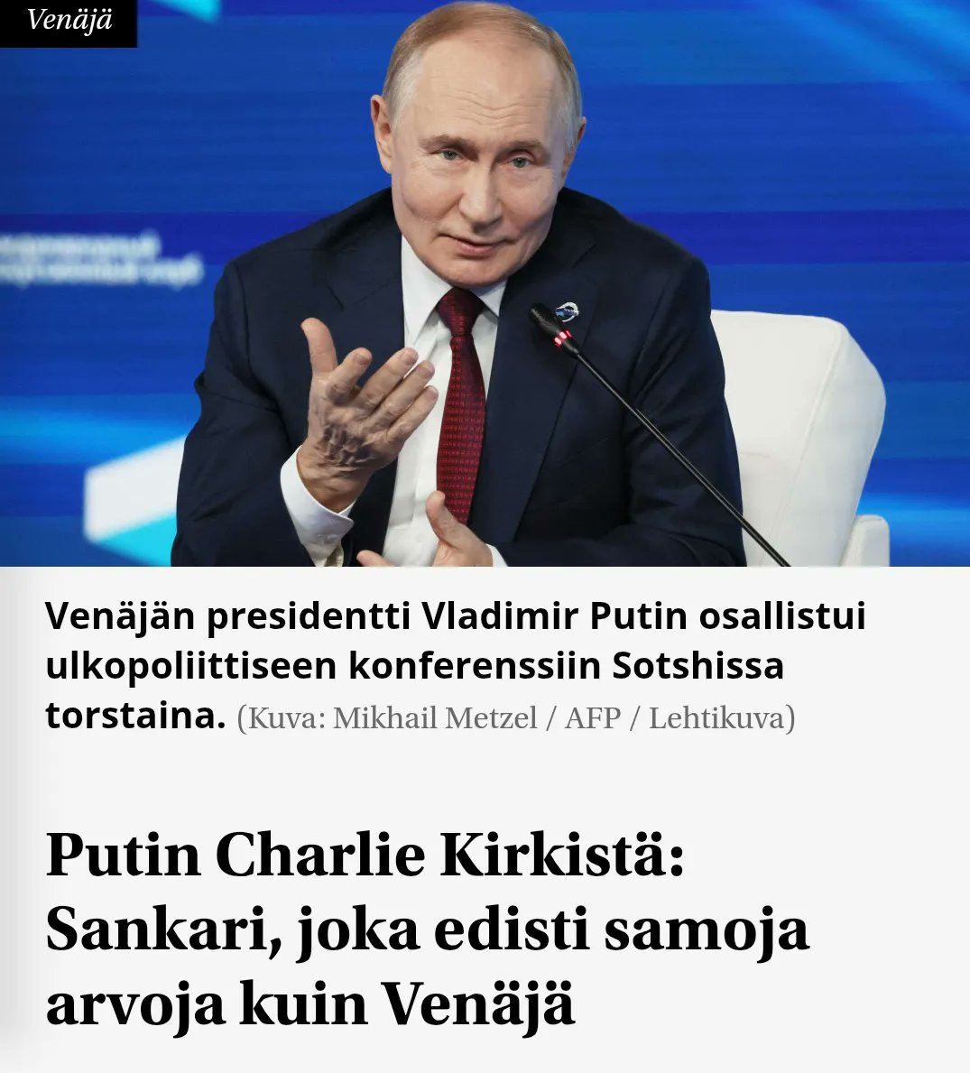 Aika harvoin kuulee Putinin suusta muuta kuin disinformaatiota ja propagandaa, mutta tämä on aika lailla totta.
