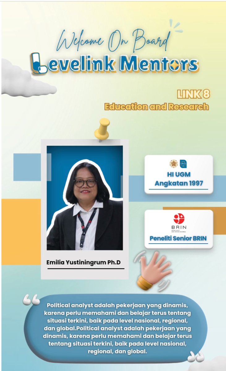 EYustiningrum's tweet photo. Becoming a political analyst in a fast-paced globalized world. How to understand domestic, regional, and international politics from your own voices. Join us on Mentoring Session tonight at Levelink Community at HI UGM. DM for the link https://t.co/tzxCOrCsod