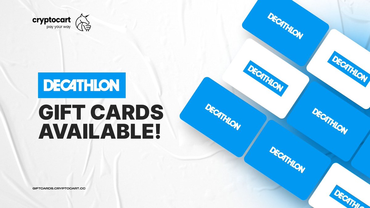 CryptoCartCC's tweet photo. ποΈββοΈ Gear up for your next adventure with Decathlon
Whether itβs fitness, camping, or cycling, shop with CryptoCart gift cards, pay in crypto, and save up to 10% on your order.
π https://t.co/ROTBsdgqTb
#CryptoCart #Decathlon #AdventureAwaits #CCV2 https://t.co/EEcpr0rnIs