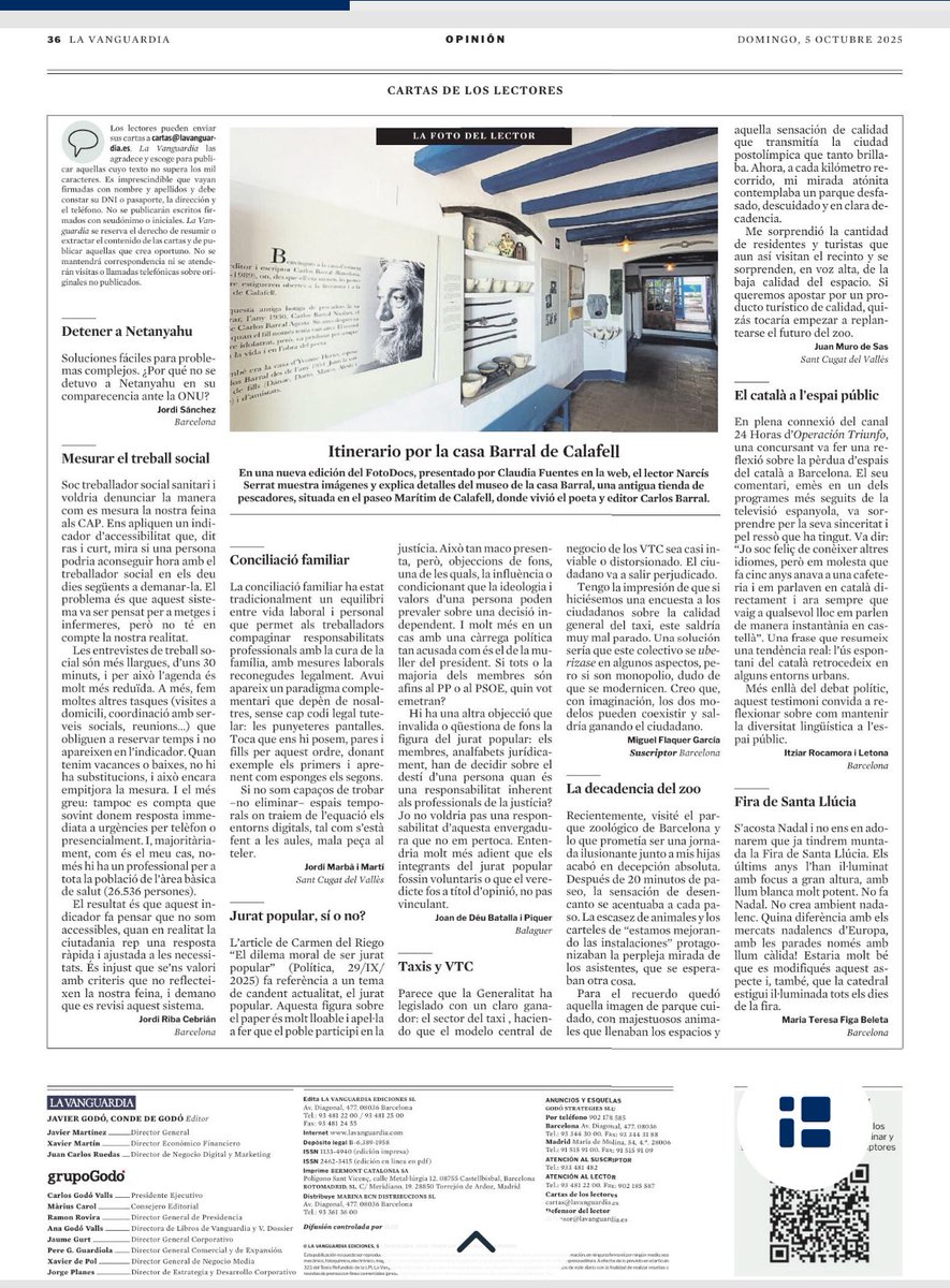 Hoy en <a href="/LaVanguardia/">La Vanguardia</a> aparece la carta que redacté después de mi visita al #ZoodeBarcelona. Os dejo el link: lavanguardia.com/participacion/…