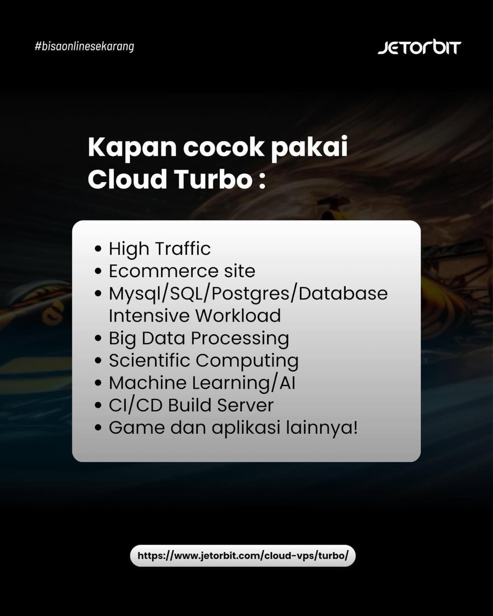Ini dia, Cloud VPS Turbo dari Jetorbit 🚀
Dengan menggunakan cpu 4ghz dan RAM DDR5 aplikasi kamu bisa lebih cepat diproses 😎

Lagi ada 30% off langsung sikat dan migrasi
jetorbit.com/cloud-vps/turb…