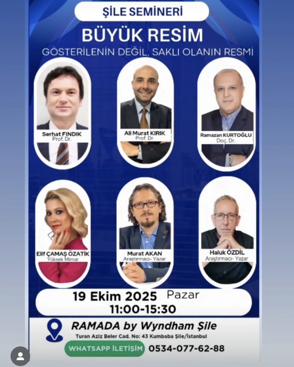 ŞİLE BÜYÜK RESİM BULUŞMALARI.
              (Seminer-Konferans)

KONUŞMACILAR:

Prof.Dr. Serhat FINDIK:
“Koronavirüs Süreci, aşılar ve Sağlıklı Yaşamın Sırları”

Prof. Dr. Murat Ali Kırık:
“Siber Saldırılar ve Dijial dolandırıcılık”

Doç.Dr. Ramazan KURTOĞLU
“Yeni Dünya Düzeni ve