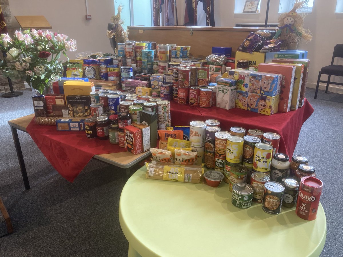 This morning’s Harvest celebration. Lots of food for our food bank. Giving thanks to God for His provision. Messy Church next at 4:30pm.