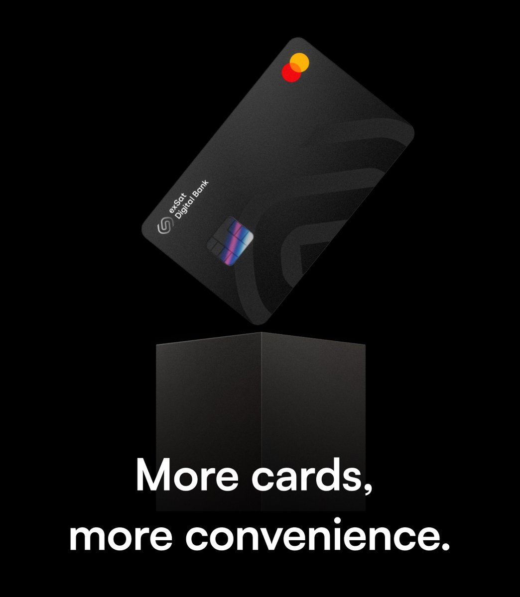 nuramiraj4's tweet image. The future of payments just got simpler.
Meet exSat Cards designed for a borderless financial world:
12 currencies supported
No KYC required
Multiple usage channels
#Fintech #Web3Payments #DigitalBanking #exSat