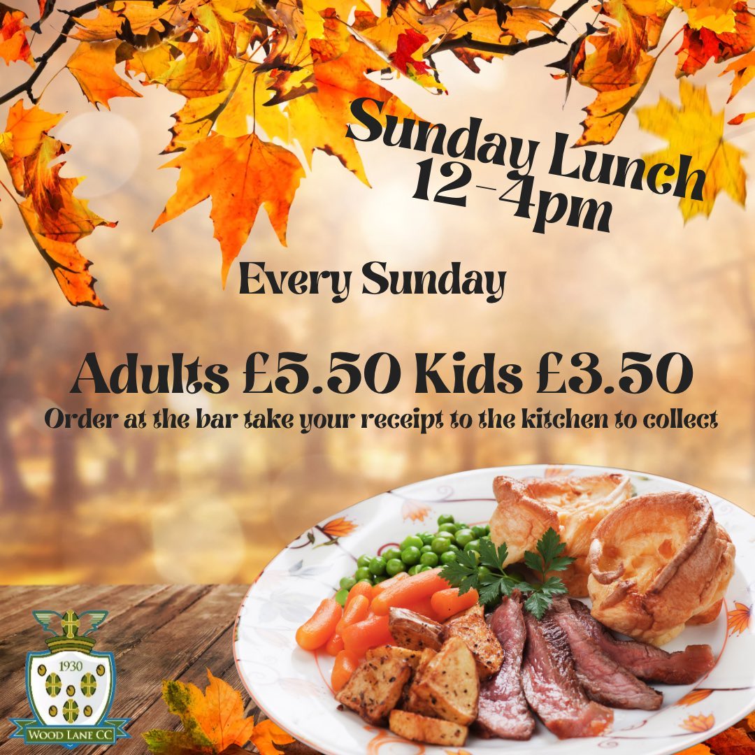Sunday Lunches are available again today 12-4pm at the club!

Come along and enjoy some good grub and a pint! 🍻