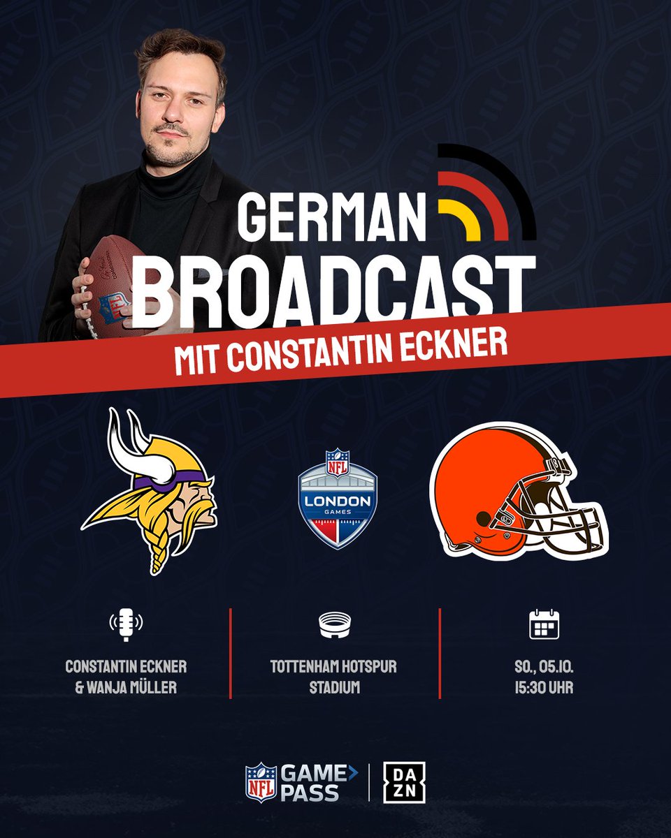 Dr. Constantin Eckner (@cc_eckner) on Twitter photo Die Minnesota Vikings sind direkt in Europa geblieben und spielen heute in London gegen die Cleveland Browns. Angesichts der Lage beider Teams könnte das eine verrückte Partie werden. 15:30 Uhr ist Kickoff im #NFL Game Pass. #Skol #DawgPound dazn.com/de-DE/fixture/… Die Minnesota Vikings sind direkt in Europa geblieben und spielen heute in London gegen die Cleveland Browns. Angesichts der Lage beider Teams könnte das eine verrückte Partie werden. 15:30 Uhr ist Kickoff im #NFL Game Pass. #Skol #DawgPound dazn.com/de-DE/fixture/…