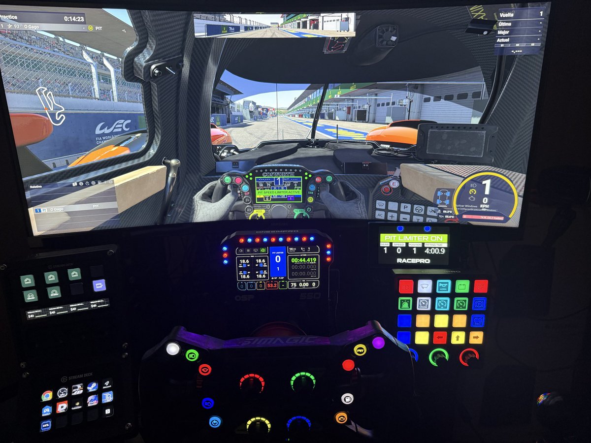 Ya tenemos instaladas en el setup las dos últimas adquisiciones. 
El Dashboard de 5” y el RacePro.
Falta ajustar el fov, pero muy muy contento con ambos artículos.
Gracias <a href="/Digiprost/">Marcelo Arconada</a> <a href="/OneSimPro/">OneSimPro</a>