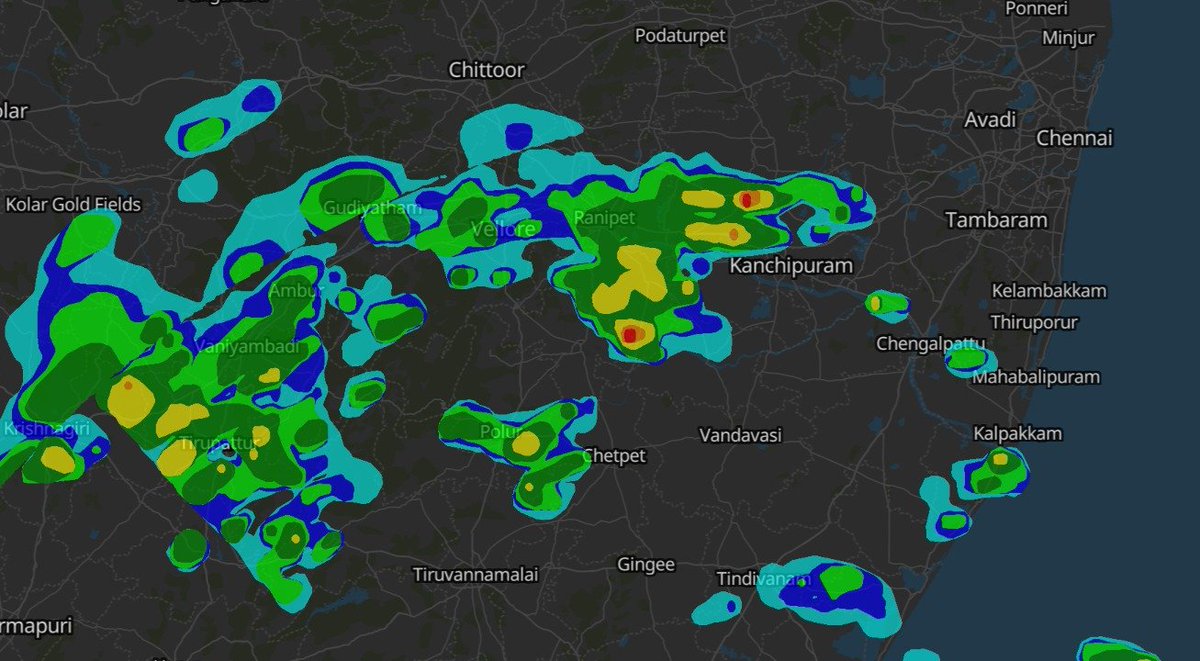 After the evening showers in Chennai due to sea breeze entry, now it is time for the 2nd spell in parts of South / West Chennai from the incoming storms from west.

Wind direction is from NW to SE at the same time the shift in the convection towards. South Chennai, Tambaram, OMR,