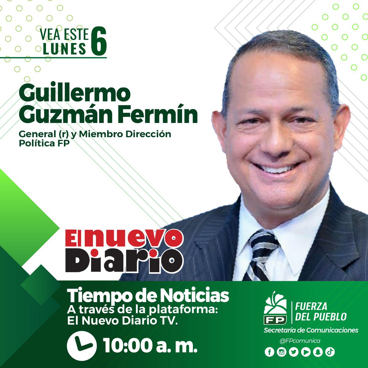 Les invito a ver este lunes 6 a las 10:00 AM nuestra entrevista en el programa “TIEMPO DE NOTICIAS”, en el NUEVO DIARIO TV, con el periodista y comunicador Luis Brito.
⭐️🇩🇴⭐️