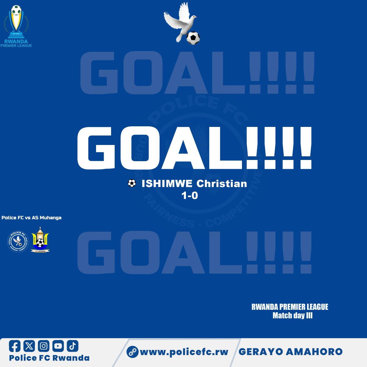Police Football club (@policefc_rwanda) on Twitter photo Goal!!!
Ishimwe Christian Goal!!!
Ishimwe Christian