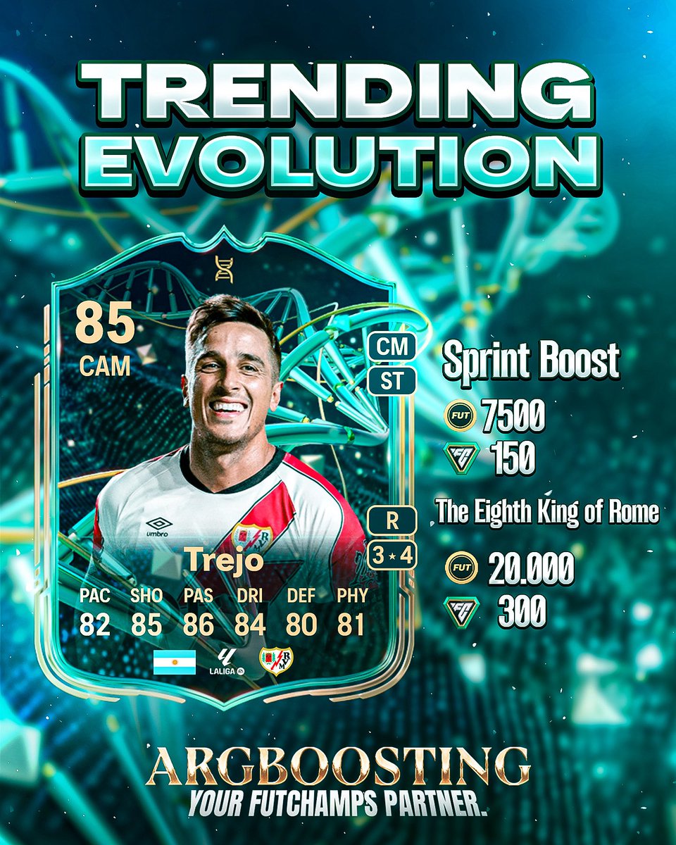 argboosting's tweet image. Trejo just turned into a monster 💎
Sprint Boost or The Eighth King of Rome — which one you picking? 🇦🇷🔥
#FC26 #Evolutions #argboosting