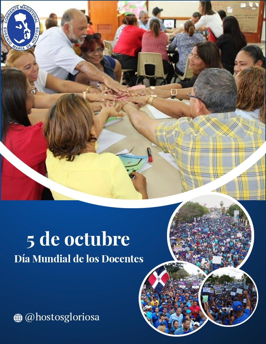 Hoy celebramos el Día Mundial de los Docentes, instaurado por la UNESCO en 1994 para reconocer la labor de los hombres y mujeres que entregan su vida por la formación y el desarrollo de la sociedad.

#diamundialdelosdocentes #Hostosgloriosa