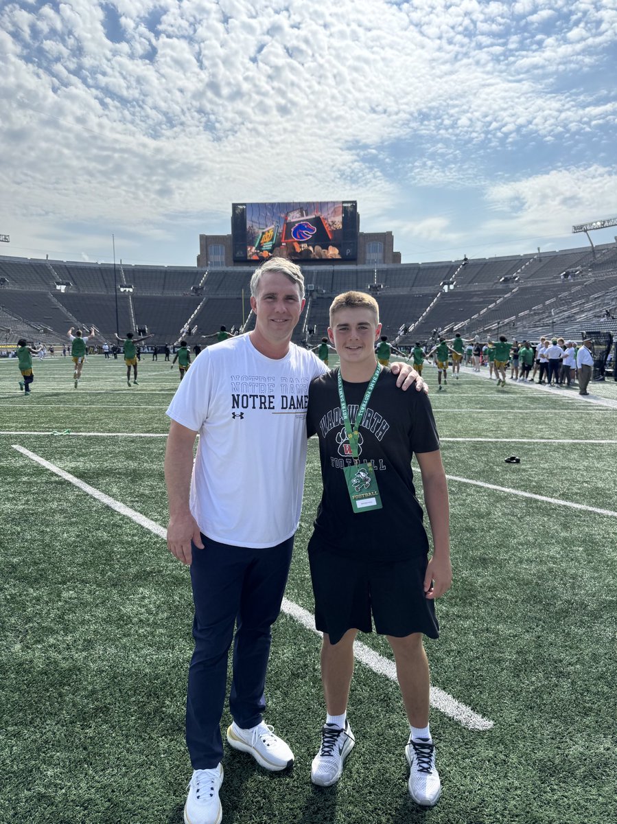 BrysenHall's tweet photo. Really enjoyed my @NDFootball game day visit yesterday! Thank you to the staff for the great event and making my family and I feel very welcome. Great getting to see and talk with @GinoGuidugli & @krut_24 again. 
@justice_bathas @JourdanBlake_ 
@CarterAuman  @myraaann 
@beccasites @TimBrownJrND | 
@WHSgrizzliesFB @Coach_KSnyder @BradenHall1616