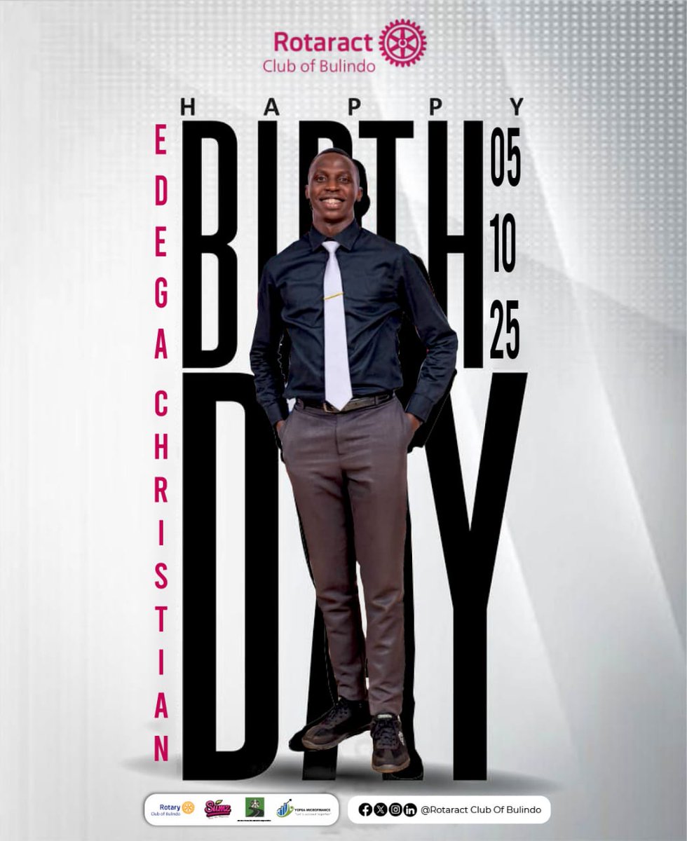 Today, we celebrate not just a leader, but a motivator, and a true Rotaractor at heart.❤️
We wish our amazing President a day filled with joy, laughter, and unforgettable moments 
Here’s to another year of impact, growth, and leading with heart💪🏾🥂

#LindoMagic
#RotaryEyamba