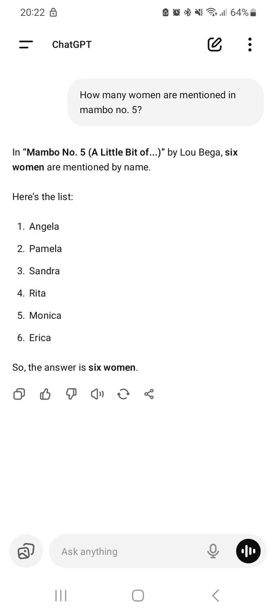 "How many R in Strawberry?" < "How many women are mentioned in Lou Bega's Mambo no. 5?"  😅