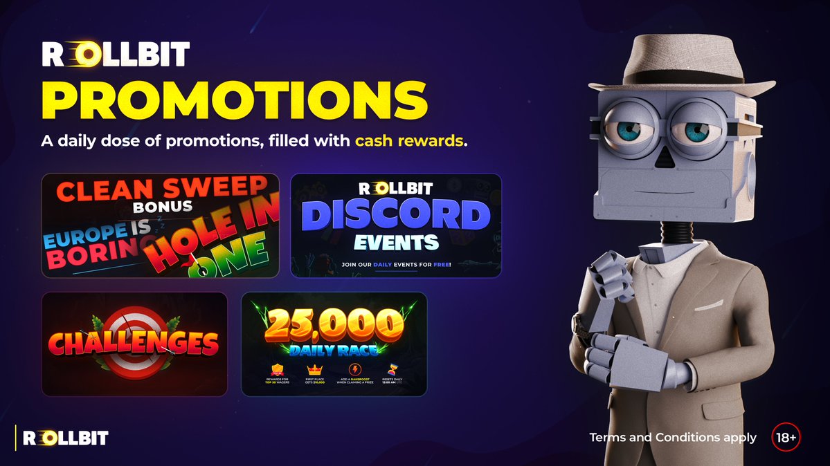 We're bringing you a daily dose of promotions, filled with cash rewards. Because who doesn't like free money?

Current promotions include:
🎯SLOTOBER and the $10,000 Challenge
❌Multi Rush $40,000 Tournament
🆓Daily Discord Events
⚽️Europe is Boring
⚽️2 Up Early Payout
⚽️Late Win