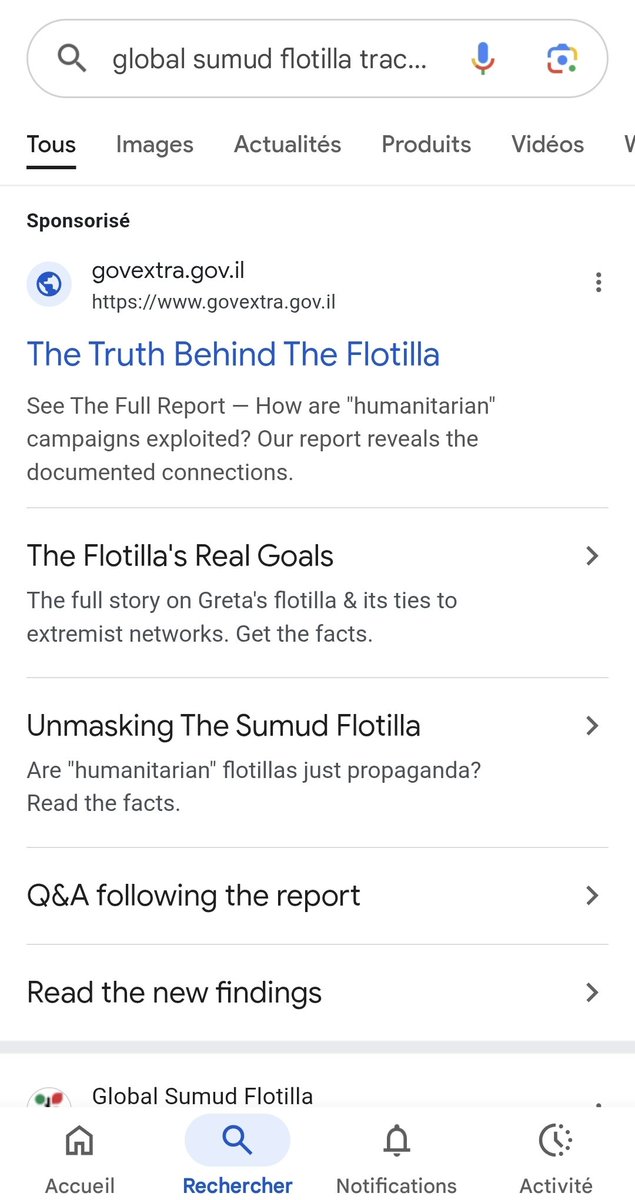 a2line_n's tweet photo. If you #Google @GlobalSumud you get this #FakeNews link promoted. This is shameful, @Meta please remove these links https://t.co/CE4MV8E0pp