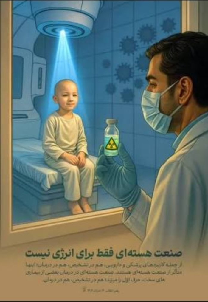 دانشمندان هسته‌ای ایران با تولید و بومی‌سازی ۷۰ نوع رادیو دارو با فناوری نوین سالانه به بیش از یک میلیون بیمار خدمات سلامت ارائه می‌دهند.
انرژی هسته‌ای امیدی برای زندگی بیماران صعب‌العلاج از جمله تشخیص و درمان بیماران سرطانی است.
#علاج_در_وطن 
#حق_هسته_ای