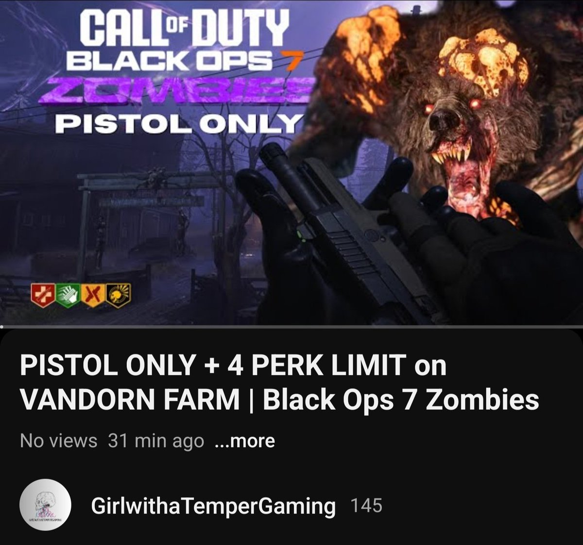 Girl_withaTempr's tweet photo. I turned Black Ops 7 zombies into classic zombies by ONLY using the PISTOL and limiting my max perks to 4. Go check it out!
https://t.co/I7dpujH7UE https://t.co/b7X1mVDewB