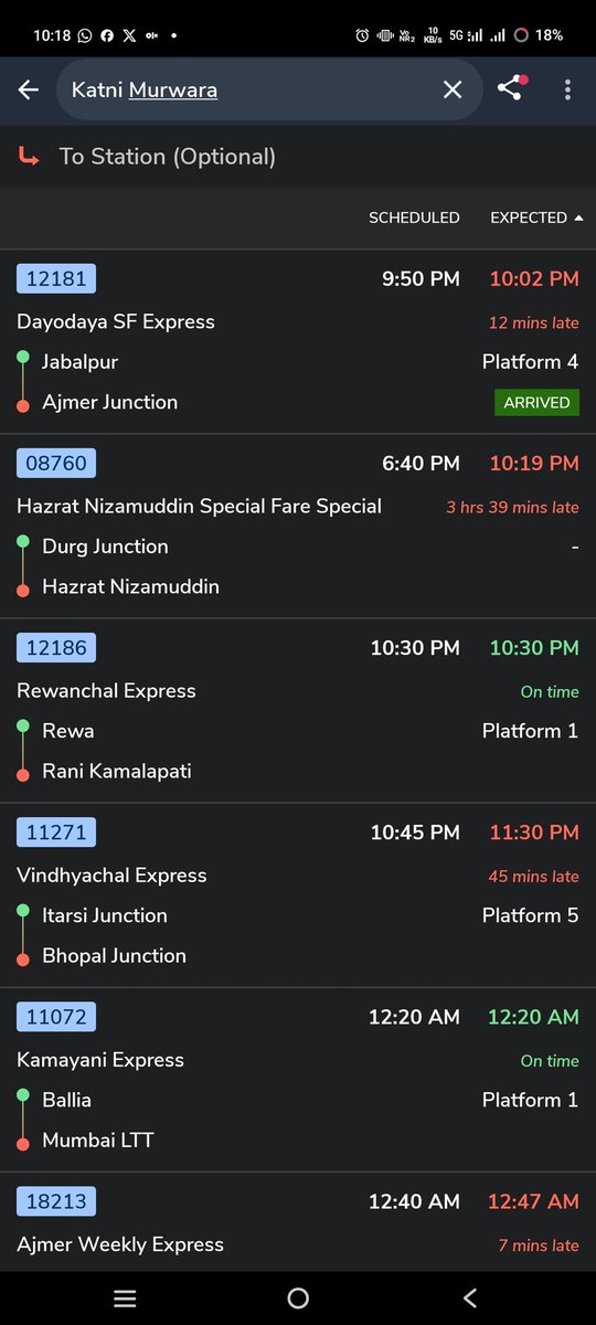 duwedi's tweet photo. Missed my connecting train because the first one got delayed by 3 hours. @IRCTCofficial please help with refund or alternate travel option.
PNR: 8338904069
 My 1st was Umaria to Katni 08760
Which was running late 3..30 hours.

@AshwiniVaishnaw
@RailwaySeva
@RailMinIndia https://t.co/y9z8sptPJV