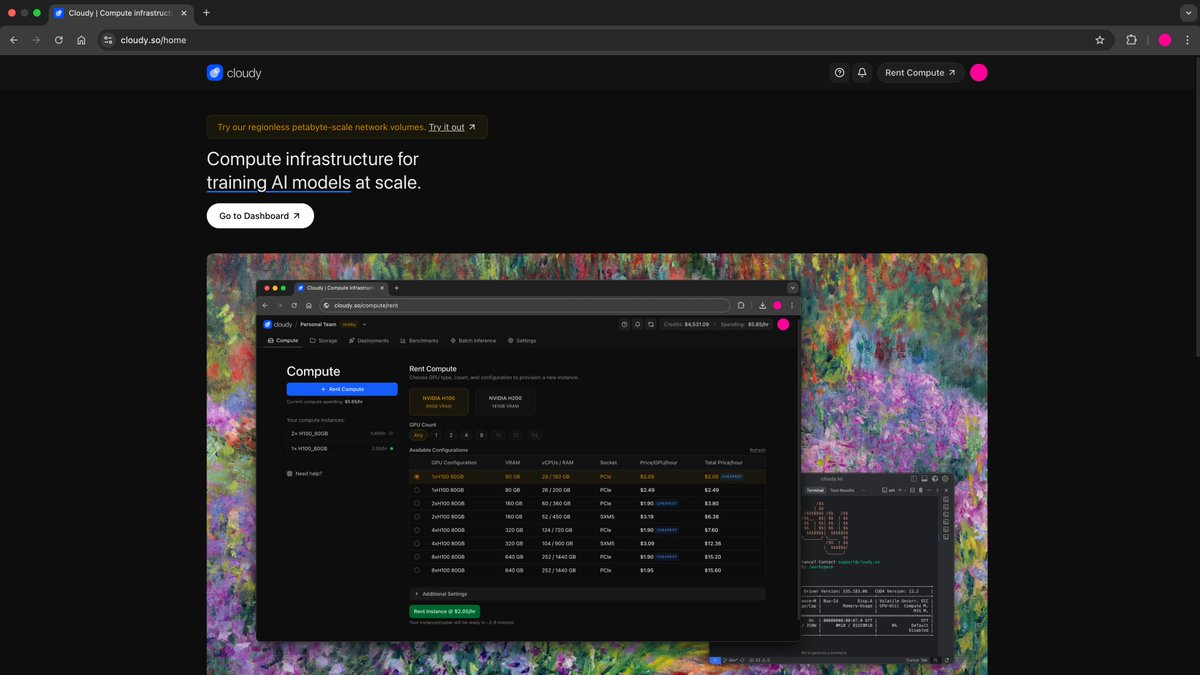 In the next few years, we are going to see an explosion of teams training models, researching ideas or running experiments on GPUs.

The GPU shortage problem will get worse, while the number of teams renting compute will increase. Cloudy is betting on this :)