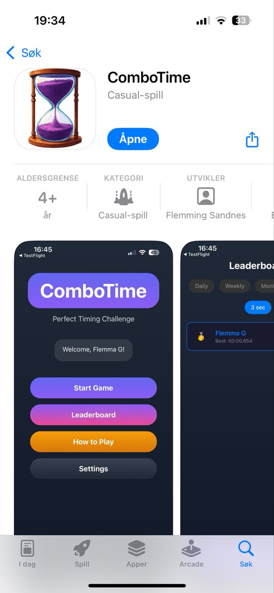 MrSanniz's tweet photo. Just got my first app on the App Store! Go crack em’ highscores🚀 #combotime https://t.co/Zp9bcRnY3J