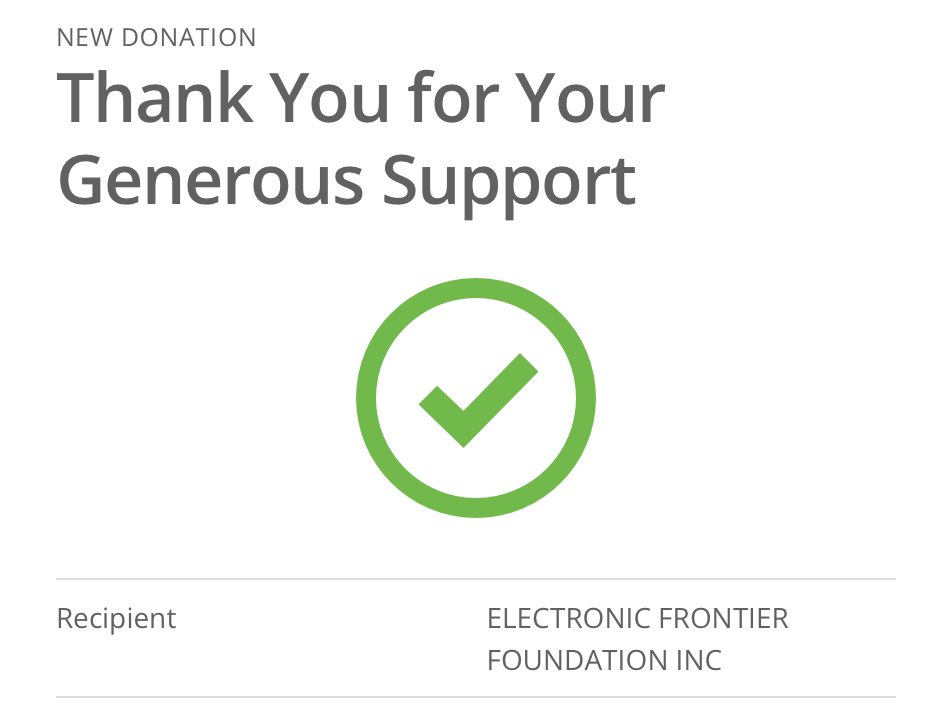 I just donated to three charities:
· Razom for Ukraine
· Wikimedia Foundation
· Electronic Frontier Foundation

If you have the means, consider donating too. ❤️