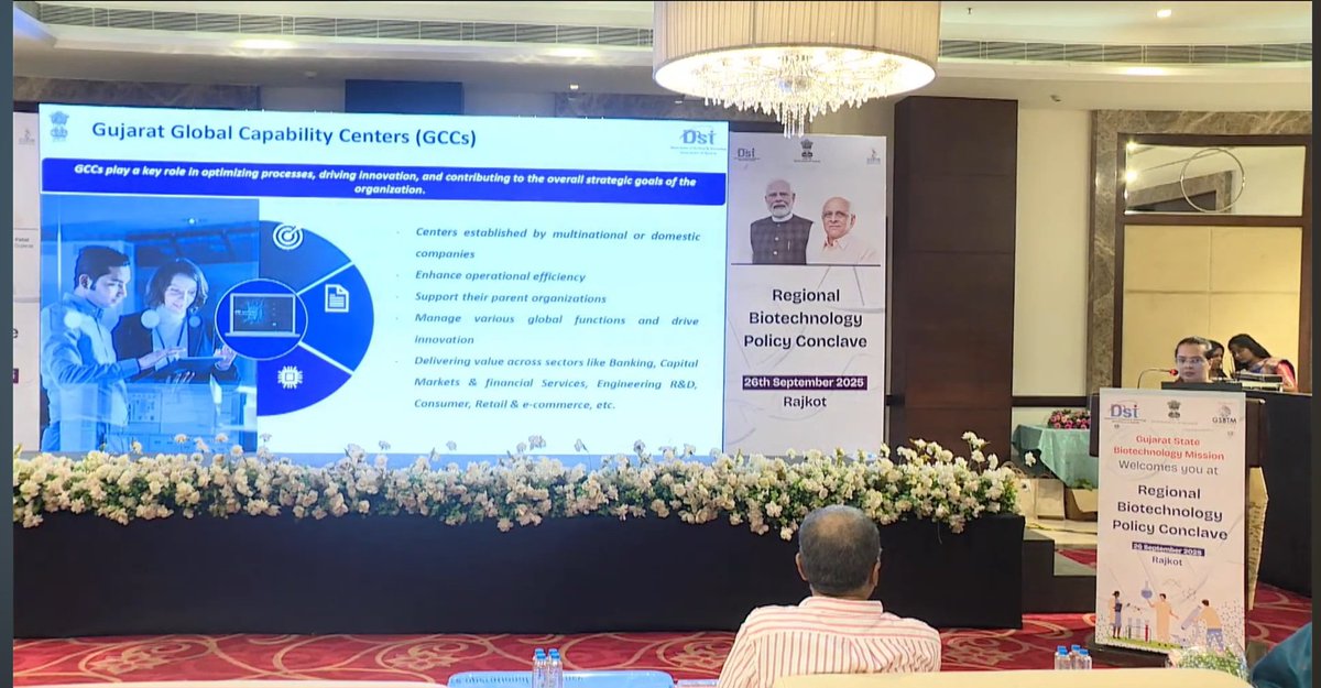 ICTO_Rajkot's tweet image. Presented on Gujarat GCC Policy 2025–30 at the Regional Biotechnology Conclave, Rajkot.
Shared insights on Gujarat’s vision to become a global hub for Global Capability Centers  through talent, infrastructure &amp;amp; policy support. @dstGujarat
@DITGujarat
@gsbtm
@CollectorRjt
