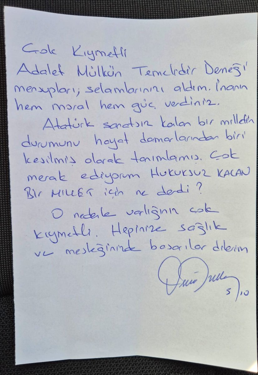 adaletmulkuntd's tweet image. Adalet Mülkün Temelidir Derneği adına Av. Serdar  Kalmuk Marmara Ceza İnfaz Kurumu&apos;nda bulunan sayın Orkun Özeller&apos;i ziyaret etmiştir. Derneğimize teşekkür mektubu gönderen Orkun Özeller&apos;e ziyaretlerimiz ve desteklerimiz sürecektir. Kendisine geçmiş olsun dileklerimizi sunuyoruz.