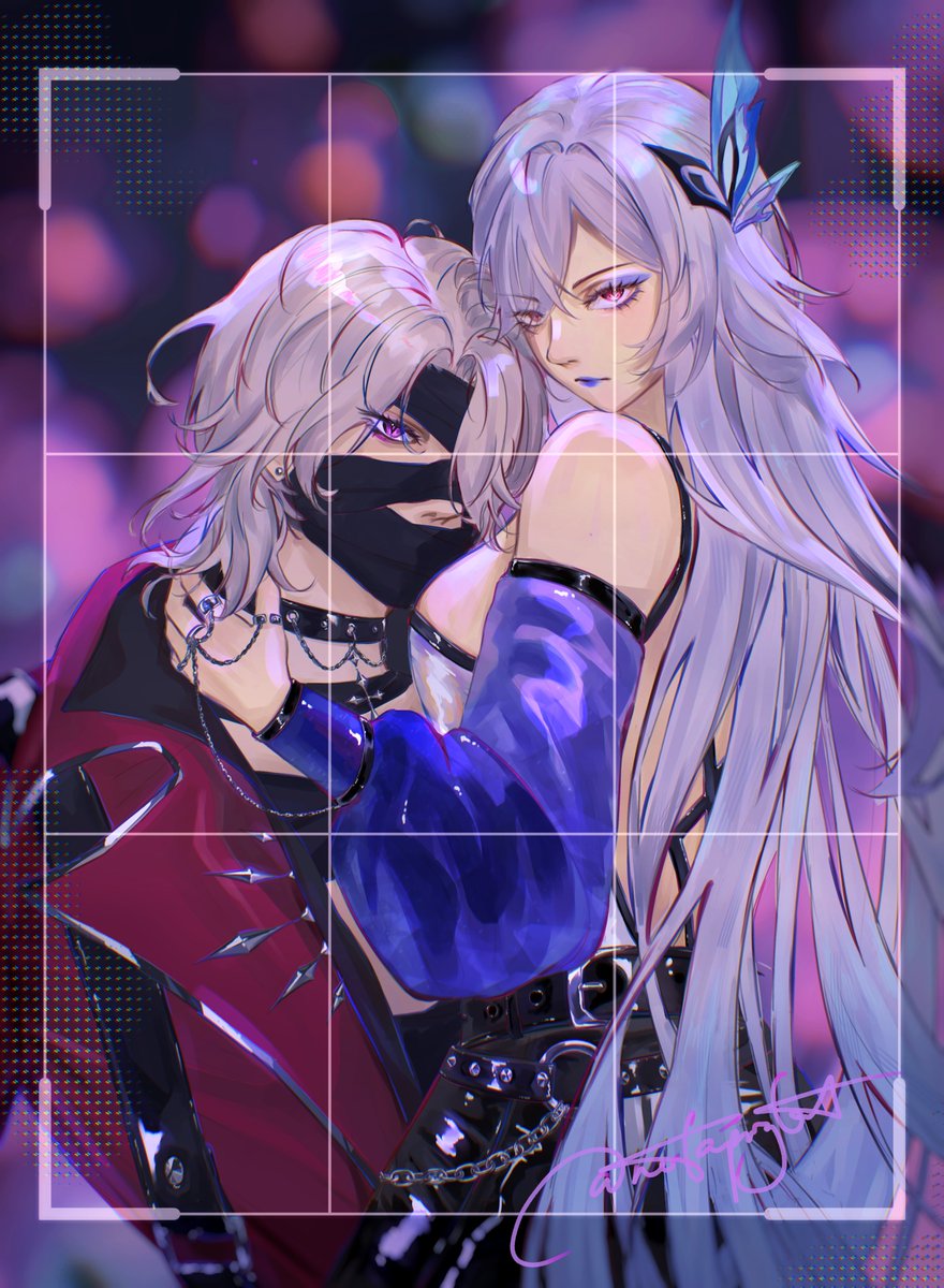 my offering to #skirerir nation
notice me <a href="/blythemelin/">Blythe Melin</a> <a href="/catprotano/">Cat Protano 🐳🧹</a> senpai

(my lazy ahh slapped a bazillion filters on to make this doodle look professional)
#rerir #skirk #Genshinlmpact