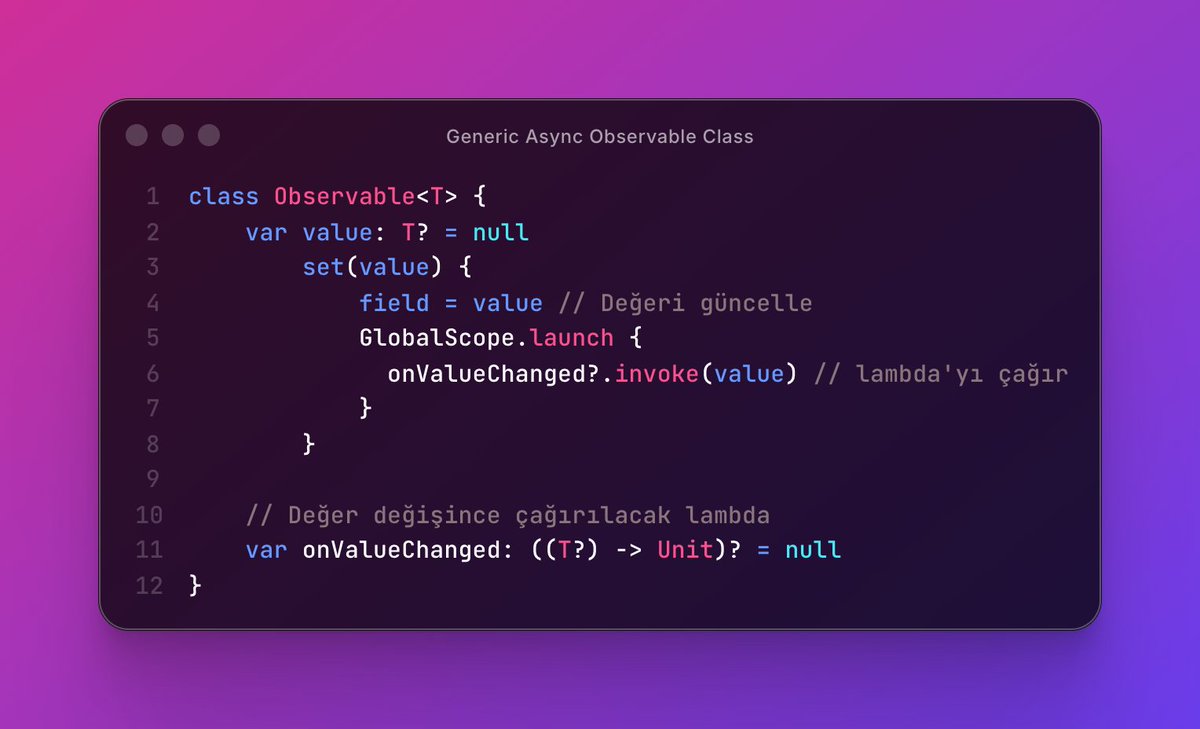 drmobiledev_tr's tweet image. Kotlin Dilinde Generic Asenkron Observable Class

#AndroidDev #KotlinObservable