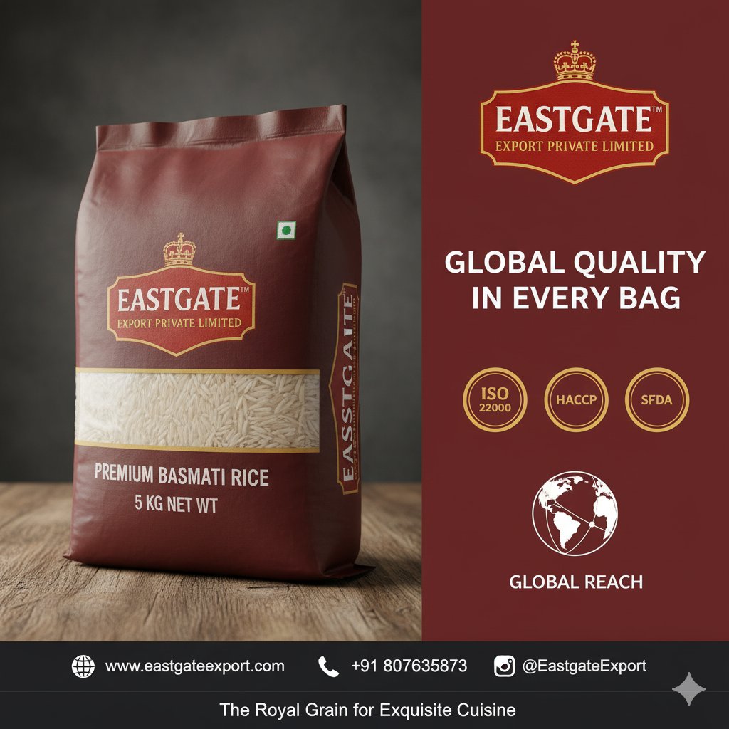 EastgateExport's tweet photo. Seeking a reliable Basmati rice partner? Eastgate Export offers certified premium rice with global reach! ISO, HACCP, SFDA approved. Private label options 
#EastgateExport #BasmatiRice #FoodSuppliers #PrivateLabel #B2BFood #CertifiedQuality #GlobalTrade #RiceExports #EUFood https://t.co/xjLodSg2W6