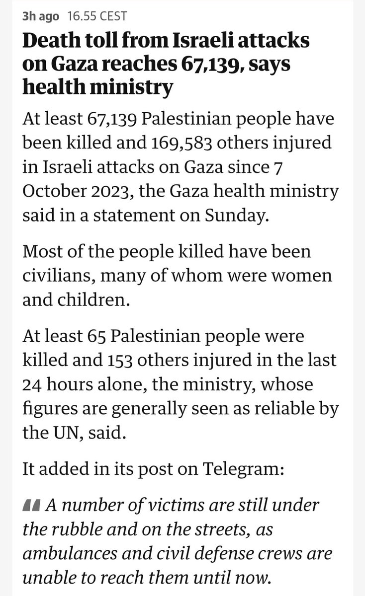 Över 67 100 döda nu i Gaza, enligt hälsoministeriet.