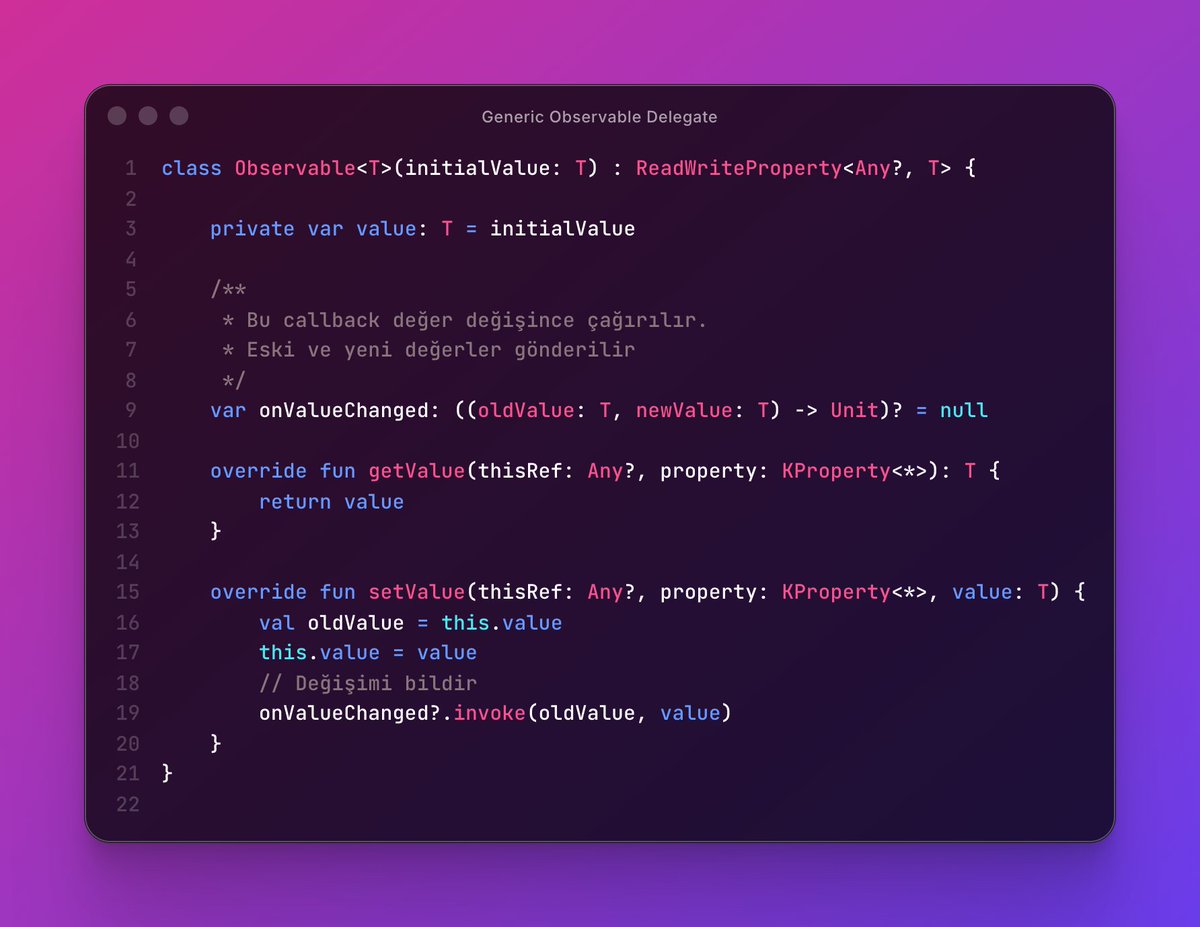 drmobiledev_tr's tweet image. Kotlin dilinde Generic Observable Delegate  

#AndroidDev #KotlinObservable