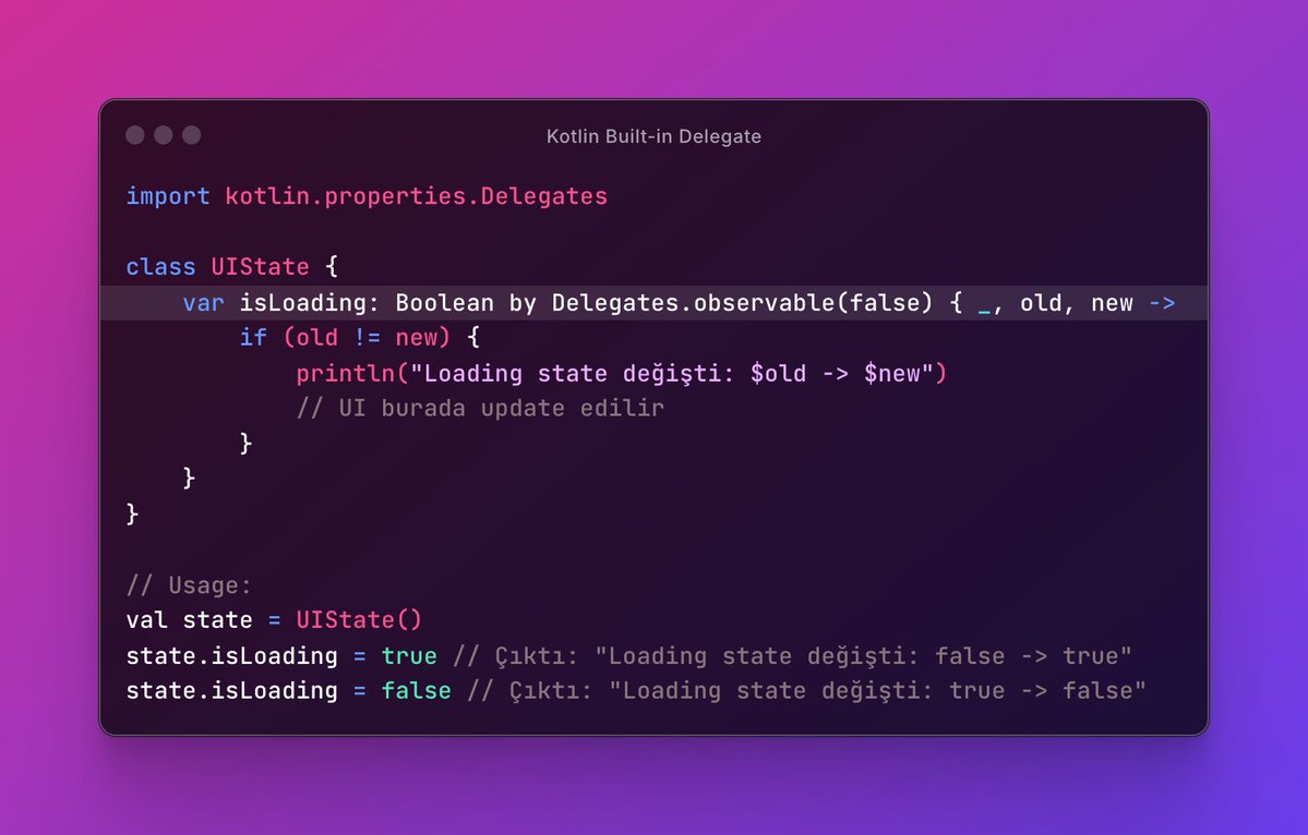 drmobiledev_tr's tweet image. Kotlin dilinde hazır gelen Observable Yapısı  

#AndroidDev  #KotlinObservable